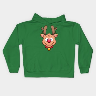 Cute Christmas Reindeer Face Kids Hoodie